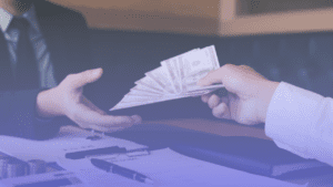 Businessman handed the money new home and real estate trading fundyourfx payout